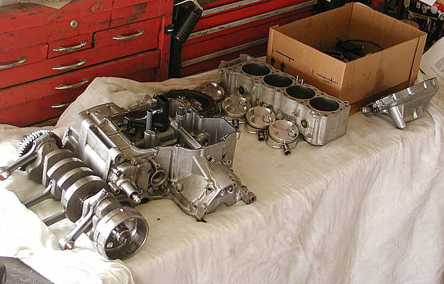 A big pile of motor parts